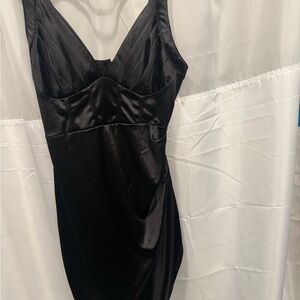 Elegant Black Satin Slip Dress